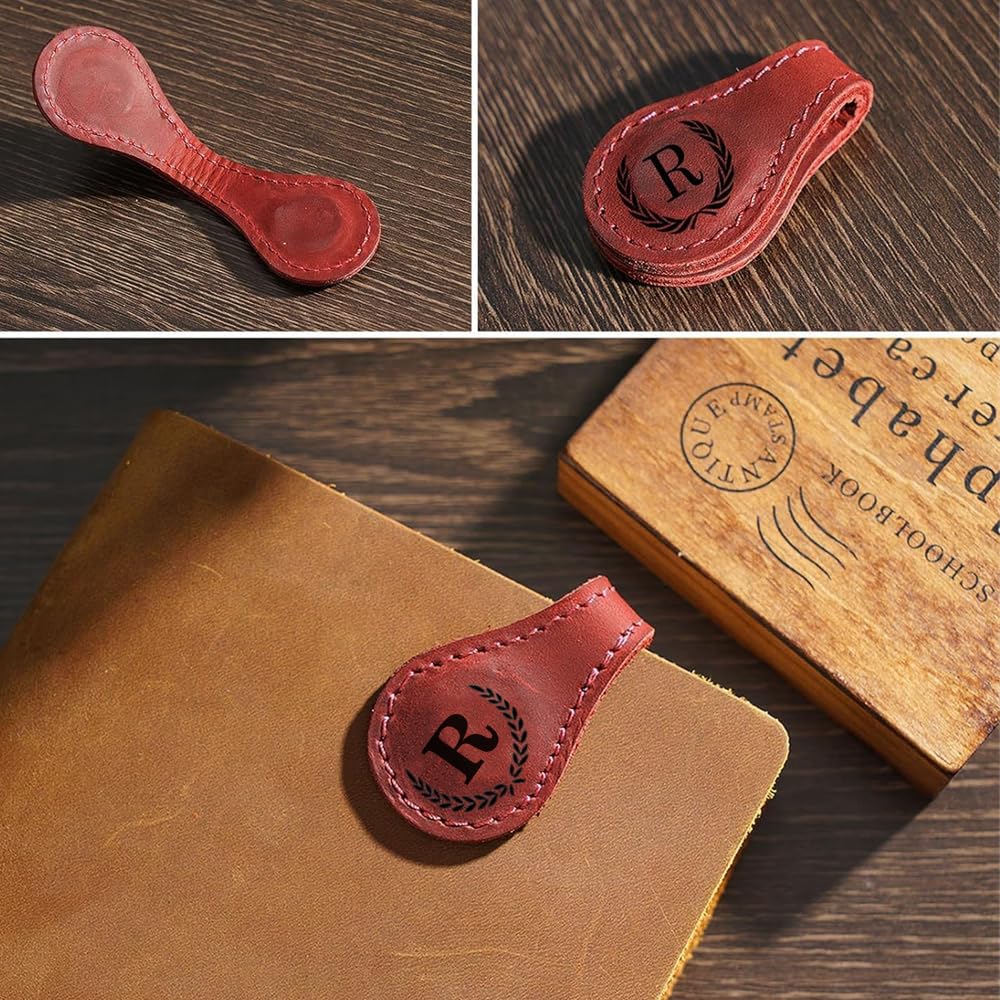 3Pcs Personalized Leather Magnetic Bookmark