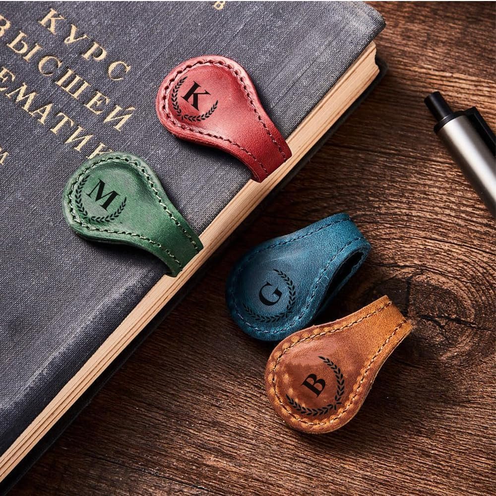 BYLIDRIM Personalized Magnetic Leather Bookmark
