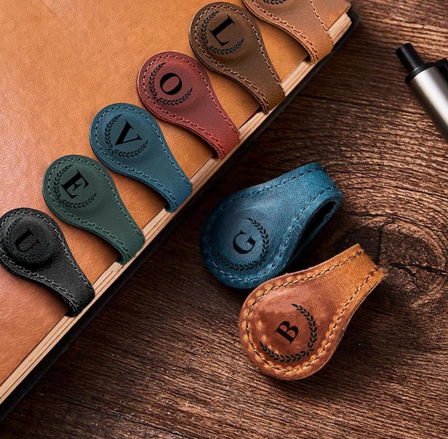 3Pcs Personalized Leather Magnetic Bookmark