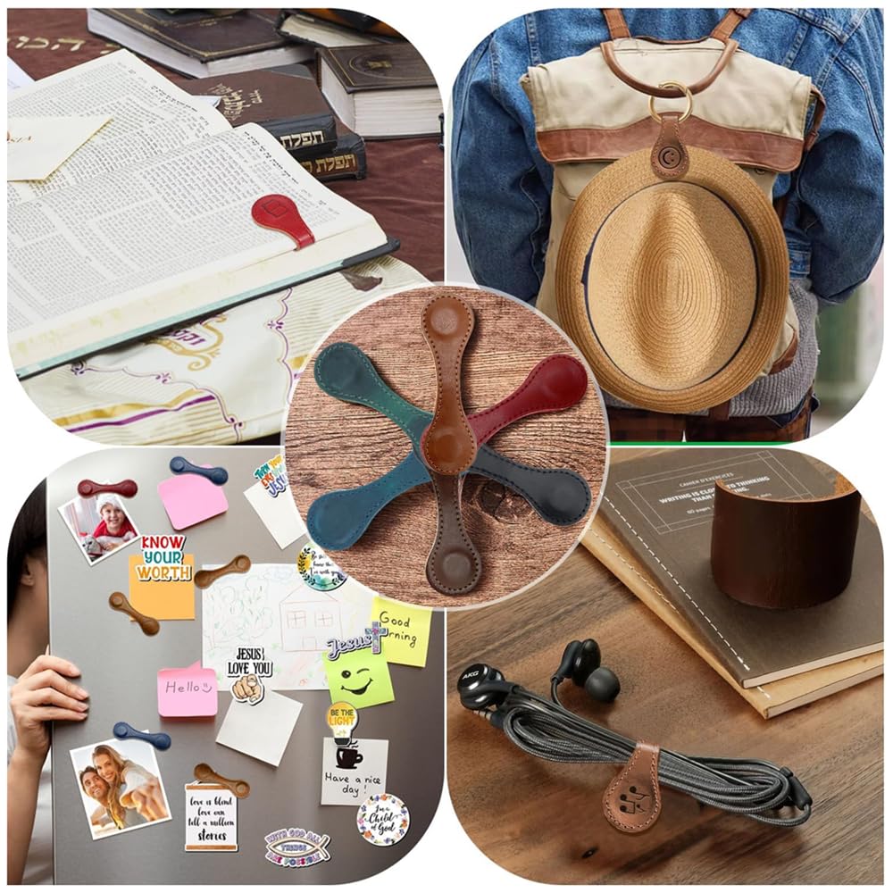 3Pcs Personalized Leather Magnetic Bookmark