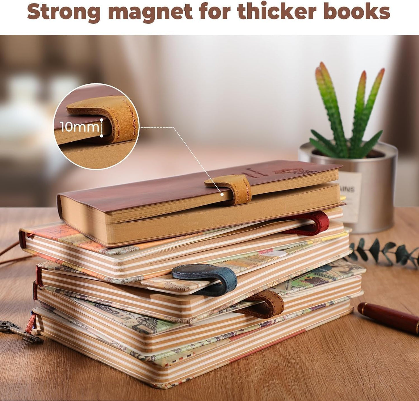 3Pcs Personalized Leather Magnetic Bookmark